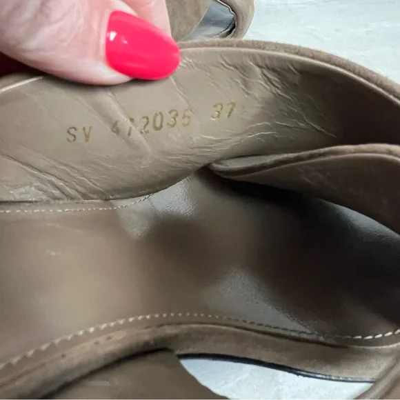 Saint Laurent Loulou 70 Mules Suede Heeled Sandals Mocha Brown Heels EU 37 $795 - Picture 10 of 13